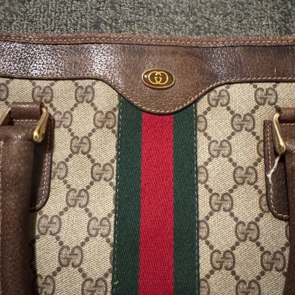 Vintage 1980s Gucci GG Supreme Monogram Tote Bag Brown - Picture 3 of 7